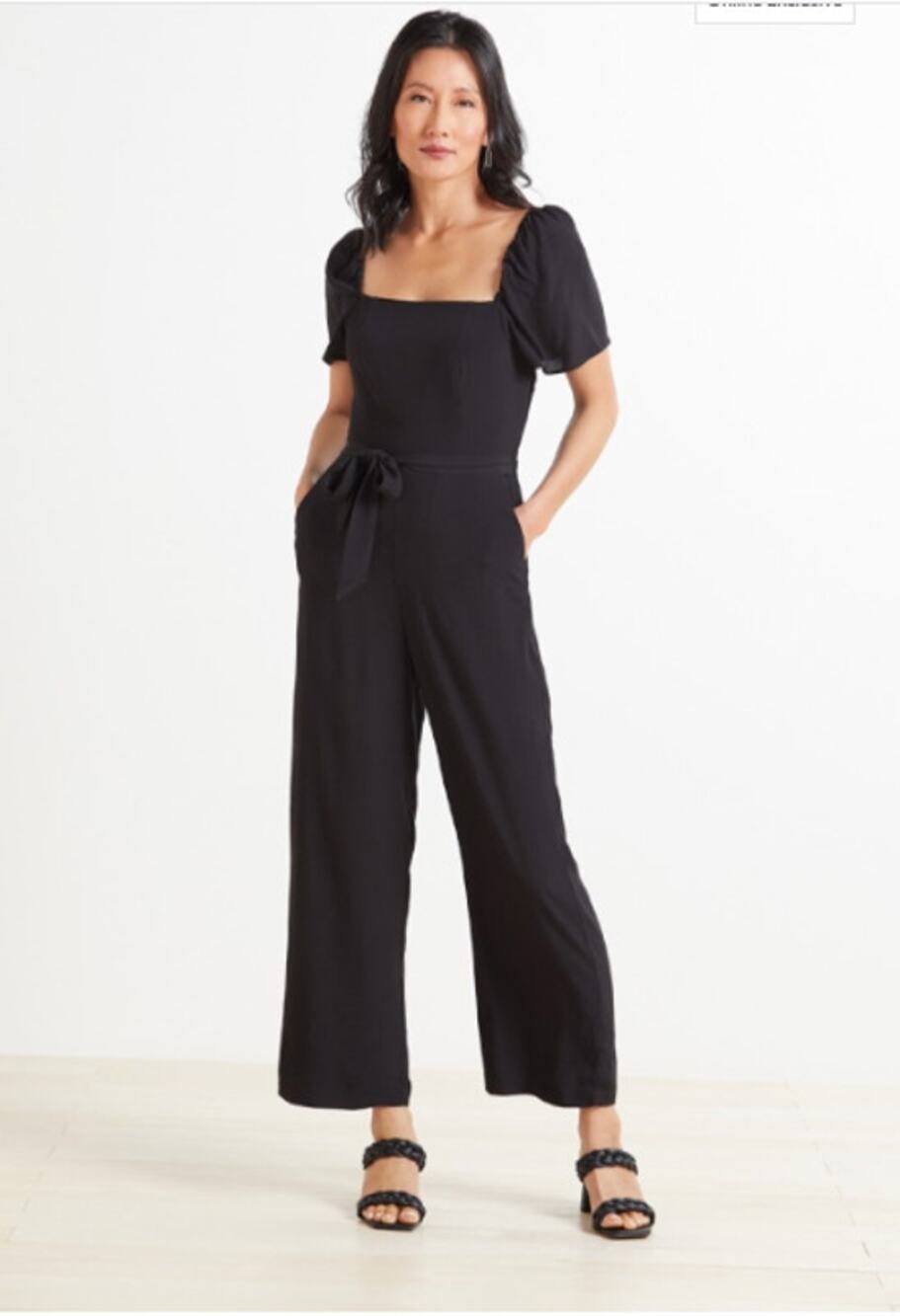 PAIGE NWT Shanice Black Puff Sleeve Smocked Back Jumpsuit // XL